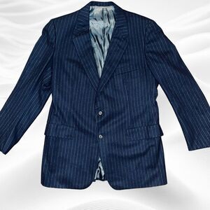 Chester Barrie Blazer Mens 43L Wool Jacket Pinstripe Navy‎ Custom
